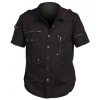 Men Gothic Shirt Half Sleeve Shirt Cotton Zips Style Shirt Handmade Gift Men Gothic Black Cotton Shirt